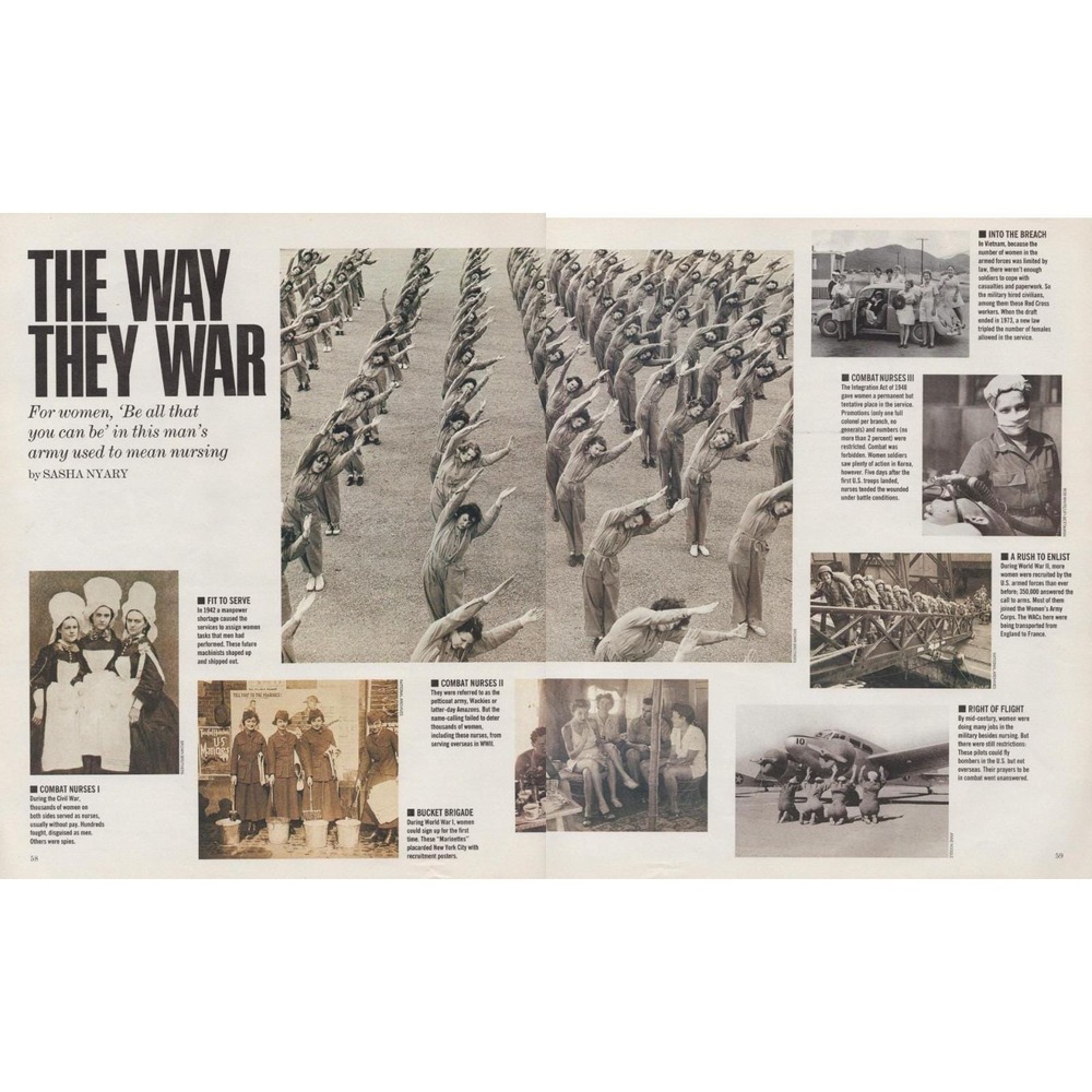 1991 Women Military History Vintage Print Ad Nurses WWII WAC Vietnam Korea WW1